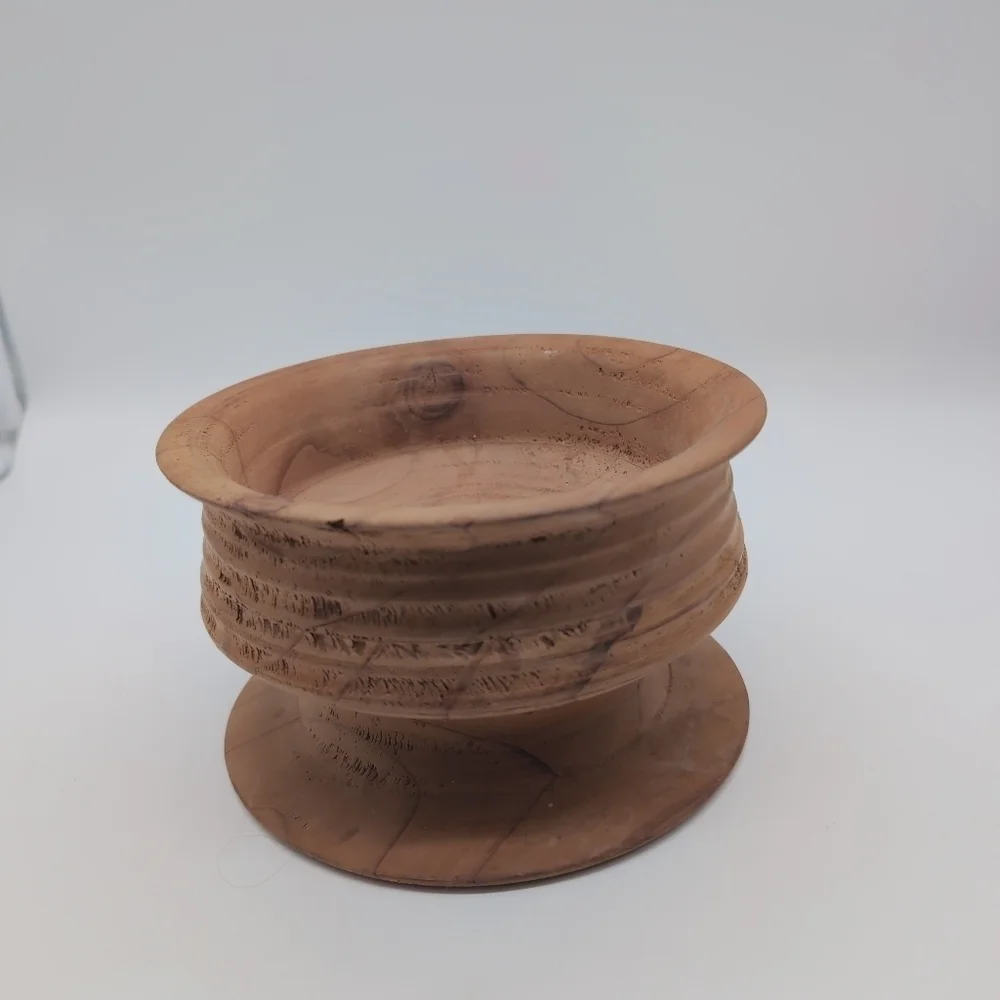 Vintage Handcrafted Wooden Pedestal Bowl Shane Zimmerman Lathe Created
